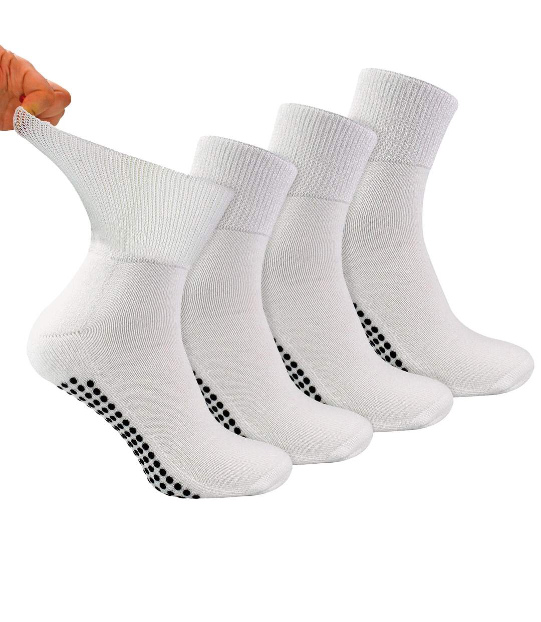 Dr.Socks 4 Paires Chaussettes Diabétiques Antidérapantes Basses Sans elastique-1