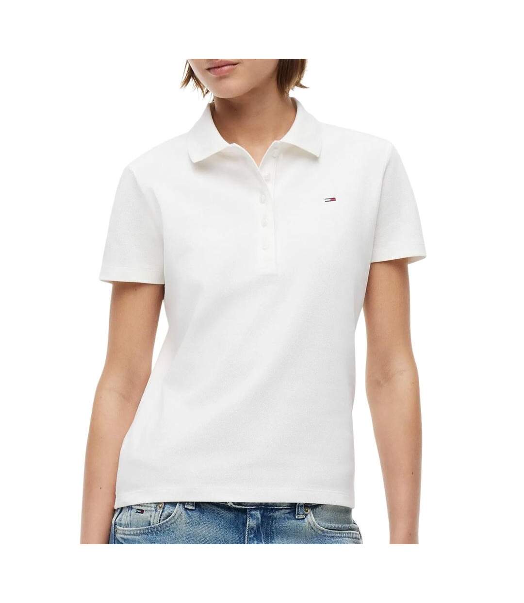Polo blanc femme tommy hilfiger slim essential-1