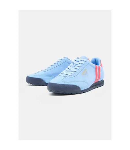 Mens Dijon Suede Running Trainers Sky Blue Red Patrick