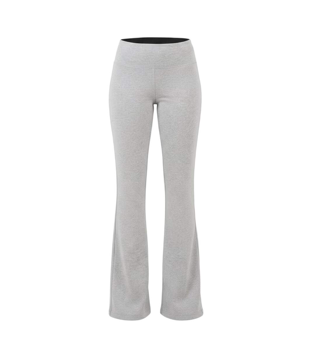 Womens/ladies Flared Yoga Pants Light Grey Marl Brave Soul-2