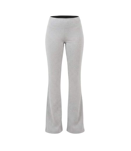 Womens/ladies Flared Yoga Pants Light Grey Marl Brave Soul