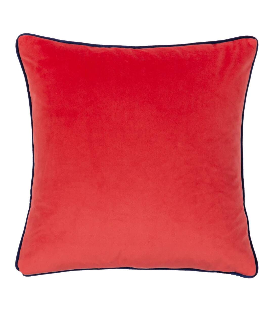 Frieze piped velvet cushion cover 43cm x 43cm blue/coral Furn