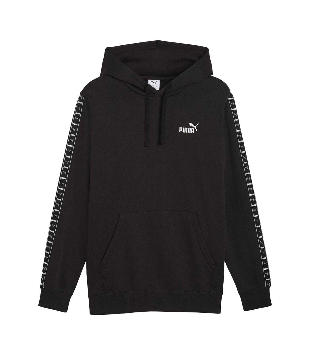 Mens Fleece Branded Tape Hoodie  Black Puma-1