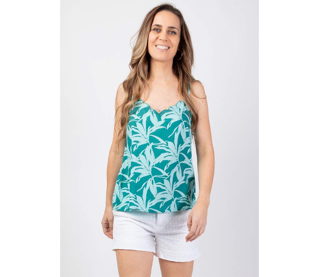 Top court en viscose AMORE bleu turquoise Coton Du Monde-2