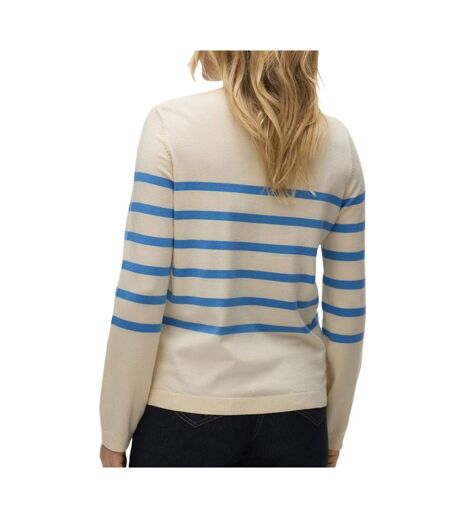 Pull ecru/bleu femme vero moda saba - l
