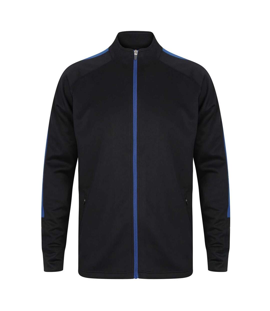 Mens Contrast Panel Knitted Tracksuit Top Navy Royal Blue Finden & Hales-1