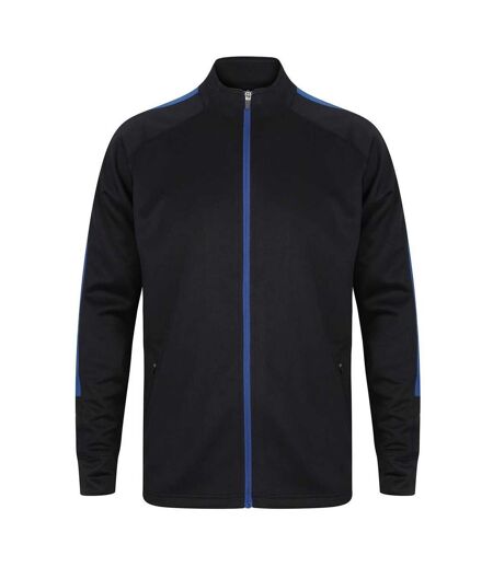 Mens Contrast Panel Knitted Tracksuit Top Navy Royal Blue Finden & Hales