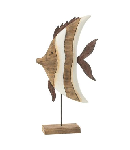 Statuette Poisson sur Pied en Bois Ligne 38cm Naturel