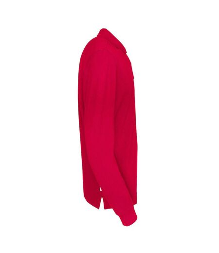 Mens Pique Long-sleeved T-shirt Red Cottover