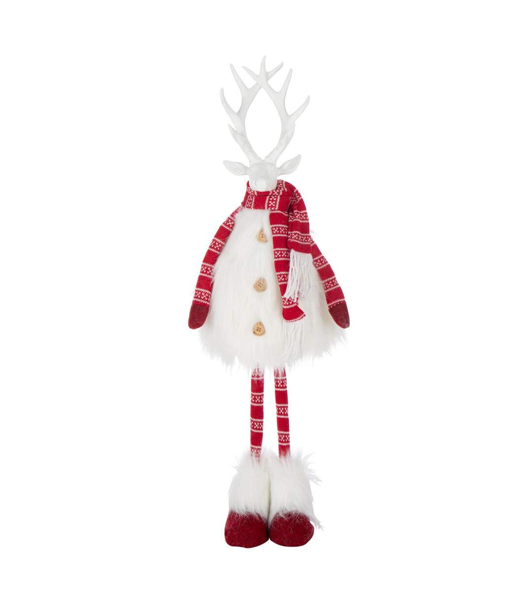 Cerf Imitation Fourrure Foulard 77cm Blanc & Rouge-1