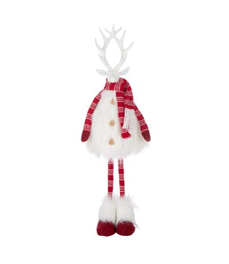 Cerf Imitation Fourrure Foulard 77cm Blanc & Rouge