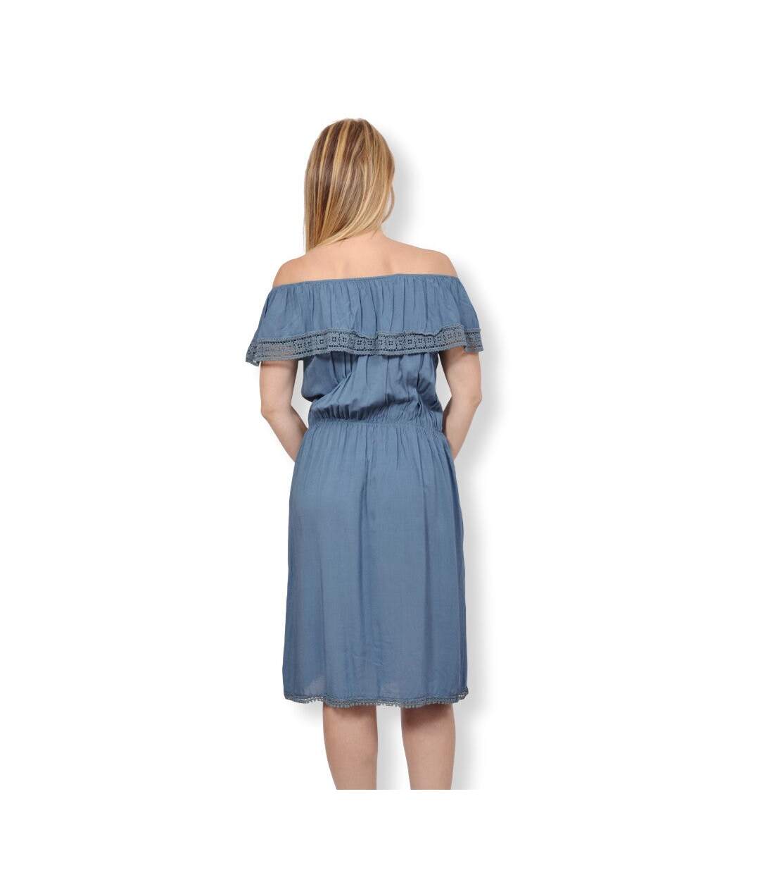 Robe femme - Sans manche - Couleur bleu - Longueur genoux