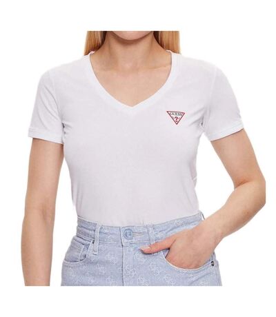 T-shirt Blanc Femme Guess Mini Triangle - L