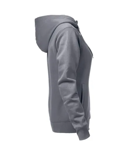 Womens/ladies Overhead Full Zip Hoodie Steel Grey Printer