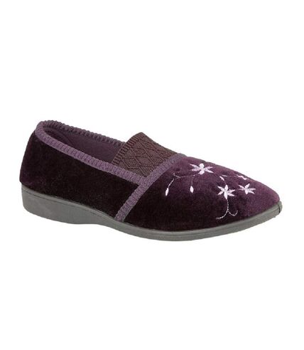Zedzzz Womens/Ladies Joanna Embroidered Slippers (Purple) - UTDF1319