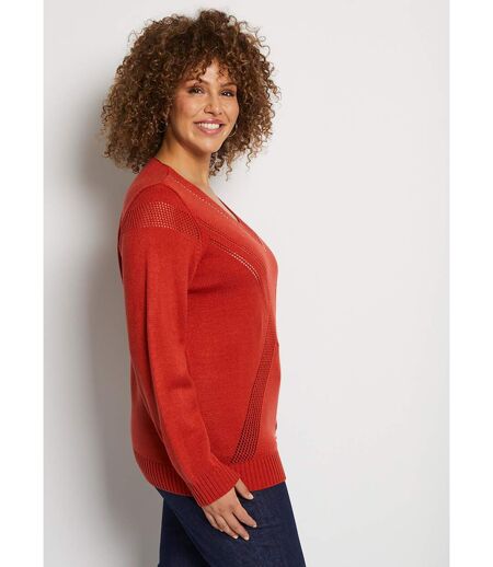 Pull bijou maille filet strass col V