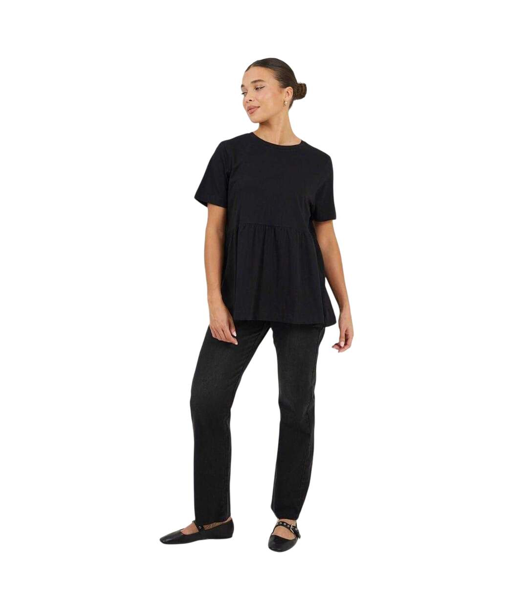 Womens/ladies Swing Smock Panel T-shirt Dress Black Brave Soul-4