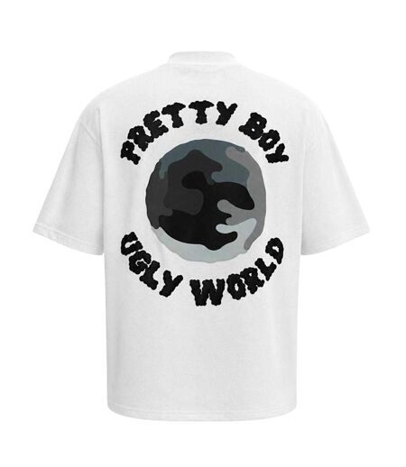 T-shirt Oversize Homme Du Nouveau Monde Blanc Gris Pretty Boy Ugly World