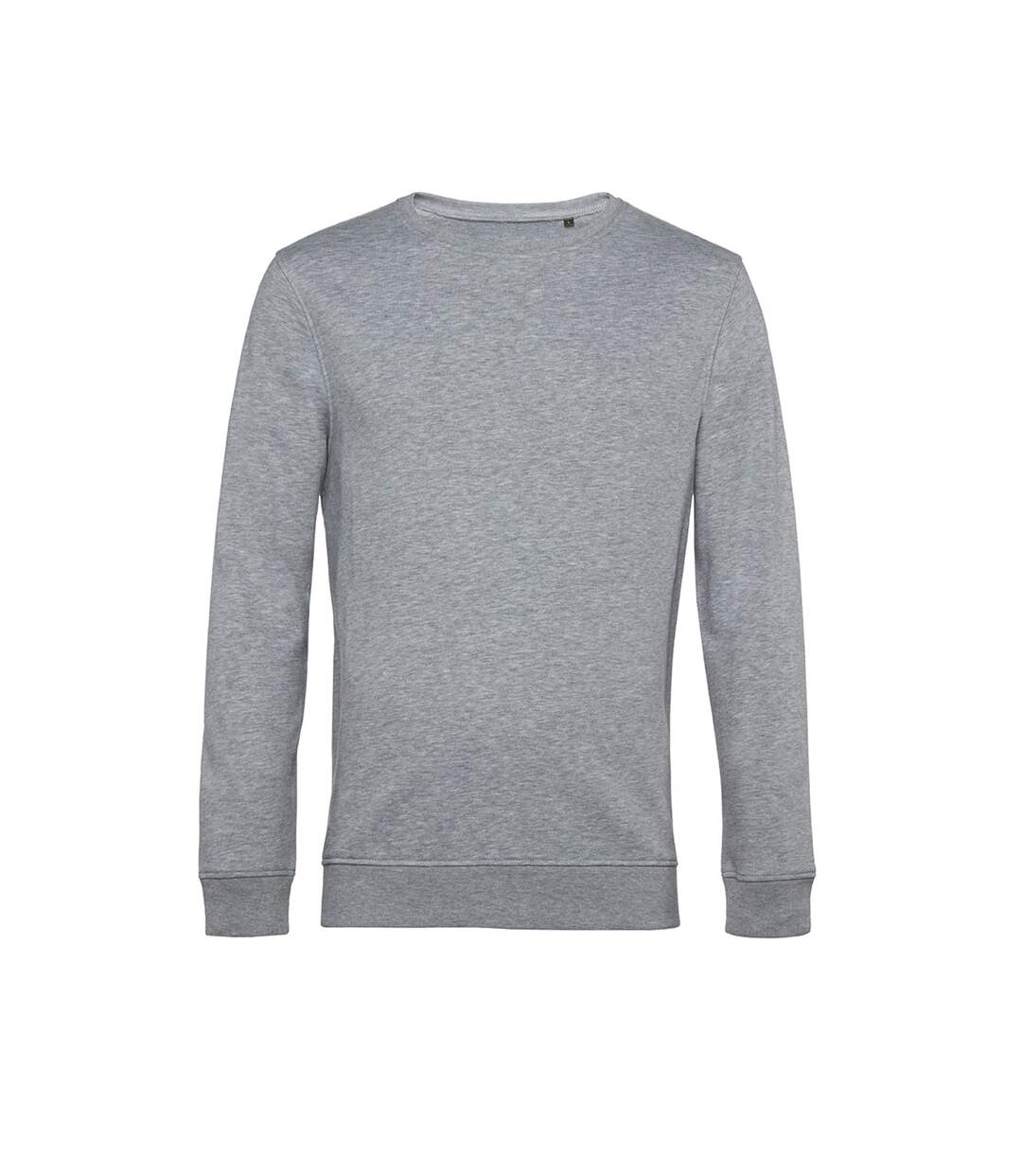 Mens organic crew neck sweat heather grey B&C