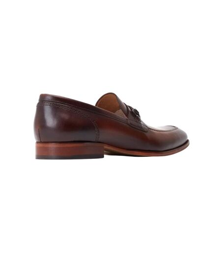 Mens Russo Buckle Leather Loafers Burnt Brown Base London