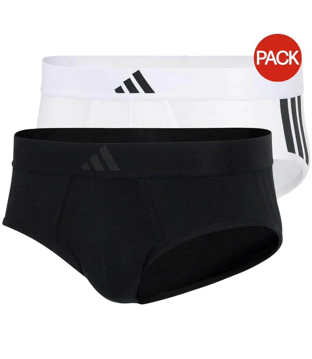 Pack Of 2  Mens Plain Briefs  White Black Adidas-2