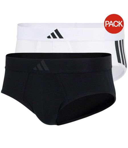 Pack Of 2  Mens Plain Briefs  White Black Adidas