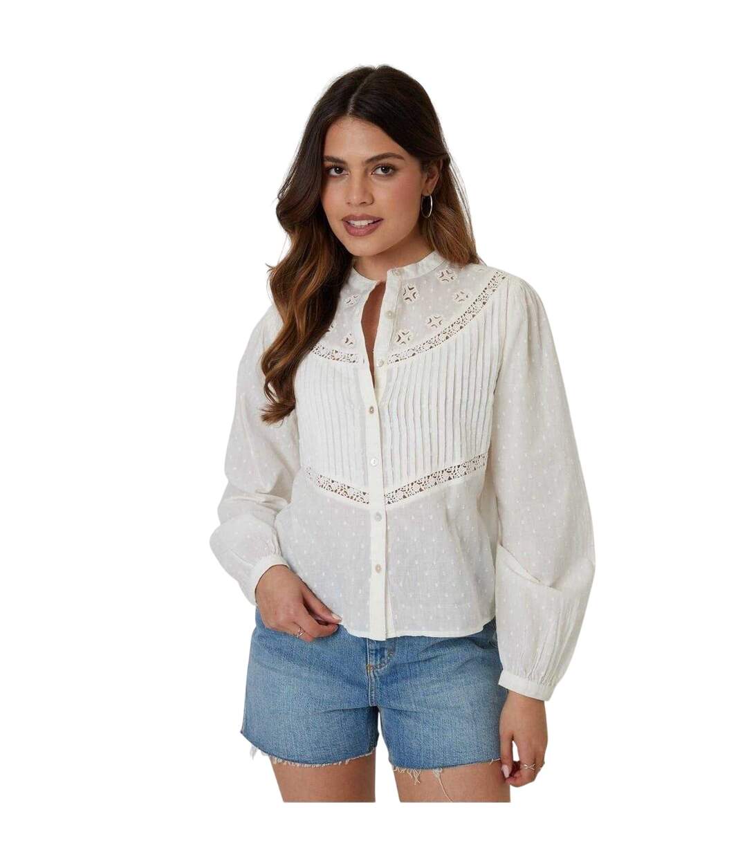 Blouse Manches Bishop Rani Femme Crème Threadbare-2