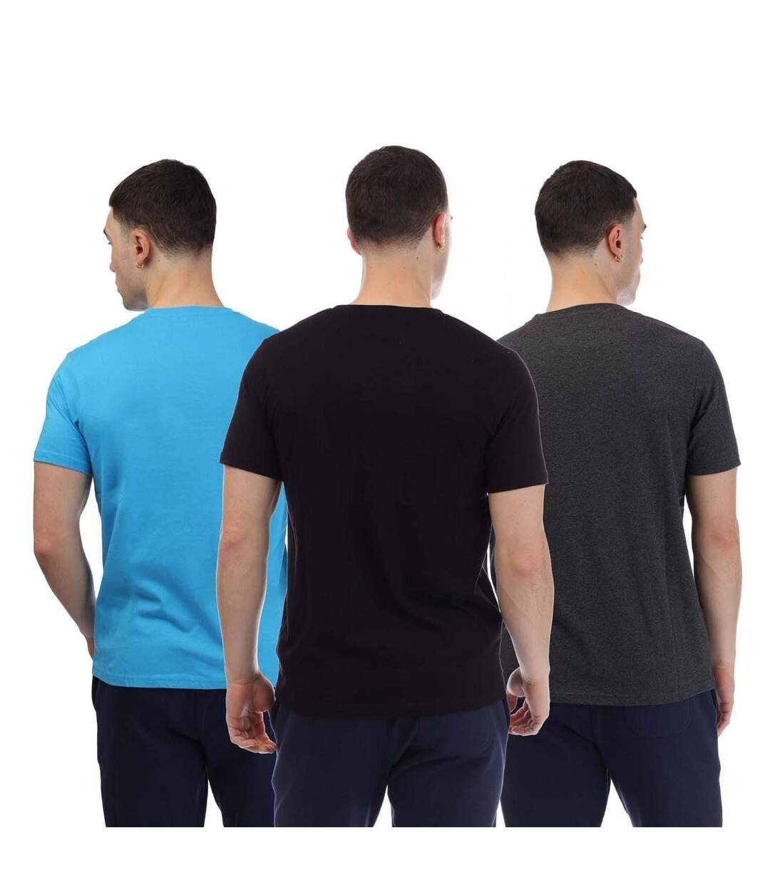 Lot De 3  T-shirts Motif/style Logo Homme Gris Bleu Noir Bench-2