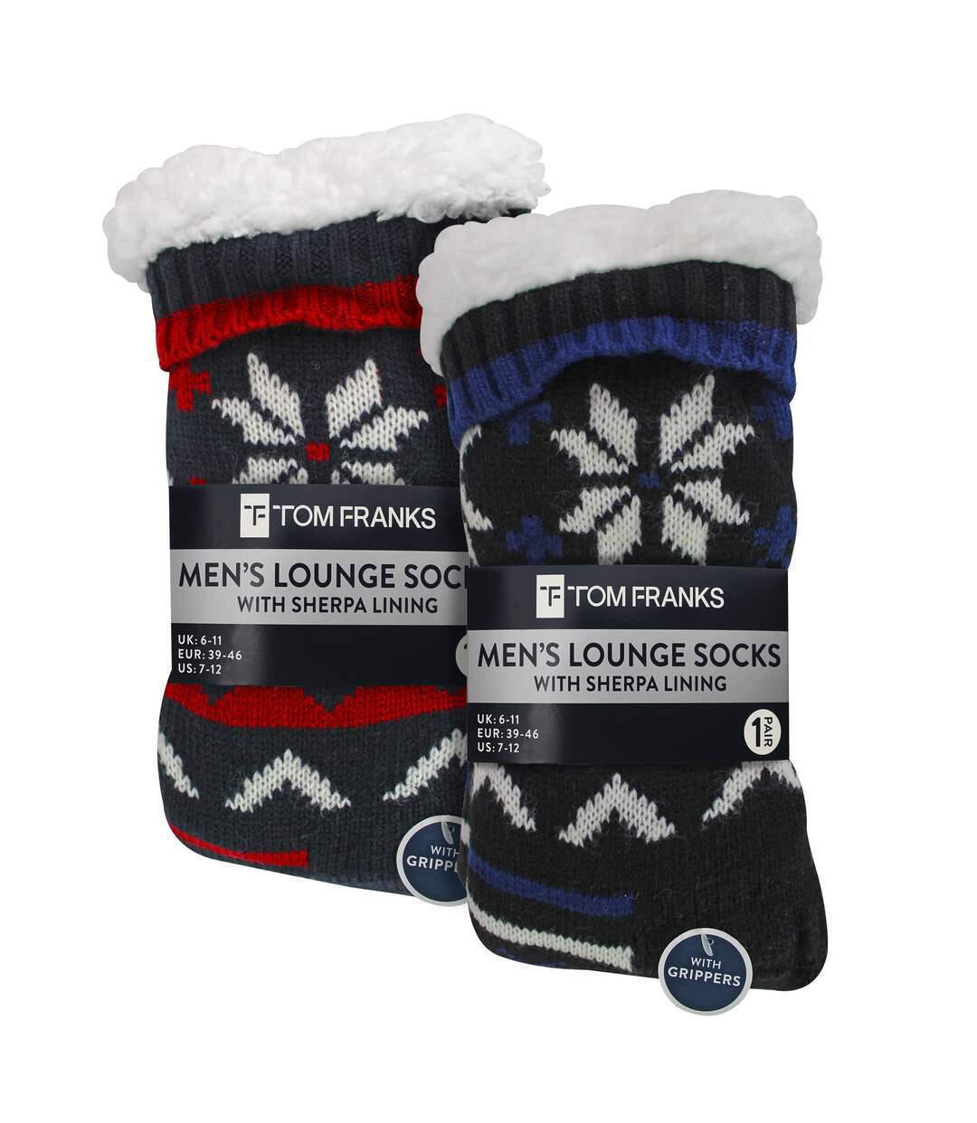 Lot de 2 chaussettes pantoufles en tricot Fairisle pour hommes avec Sherpa-2