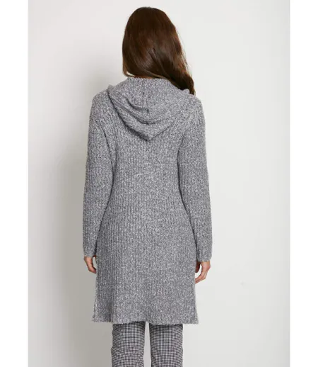 Long gilet à capuche
