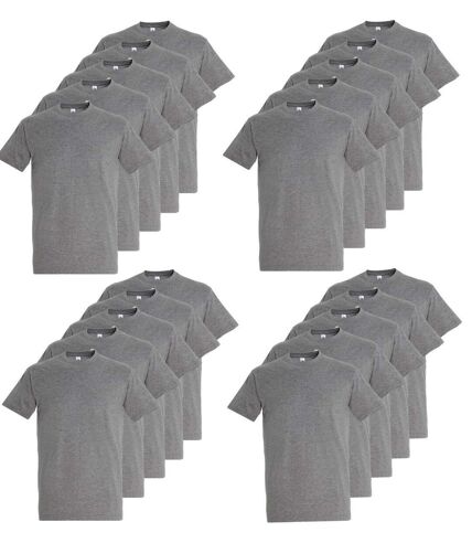 Lot 20 t-shirts de travail manches courtes - Homme - gris chiné