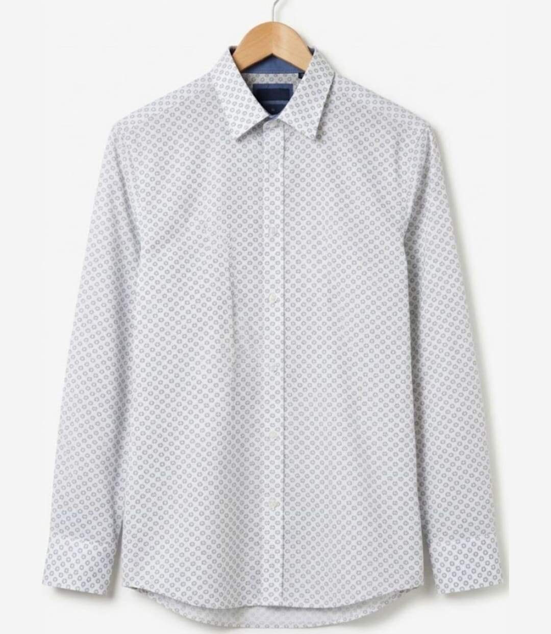 CHALLENGER CH4030 PETITS MOTIFS — Chemise à carreaux manches longues blanc/bleu : l'élégance du pur coton et de la coupe confort-2