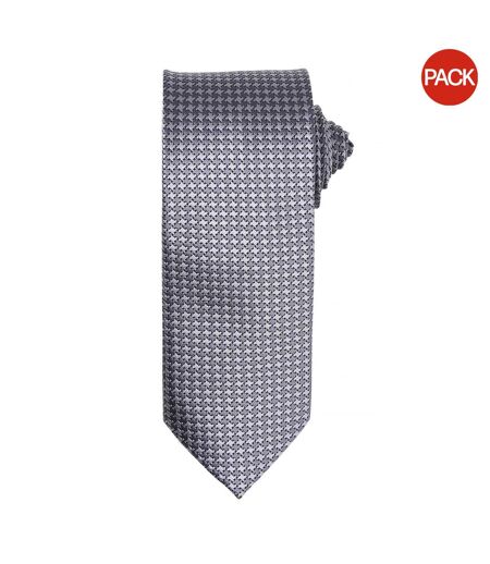 Lot de 2  Cravate à motif pied de poule homme taille unique argent Premier