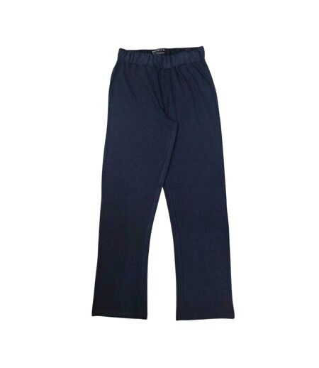 Mens Star Plain Crew Neck Long-sleeved Long Pyjama Set Navy Howick