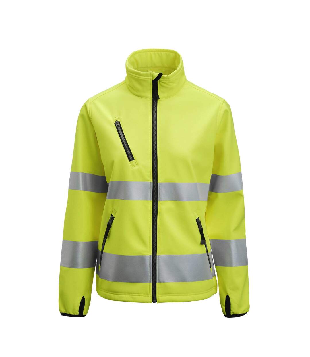 Womens/ladies Hi-vis Soft Shell Jacket Yellow Jobman-1