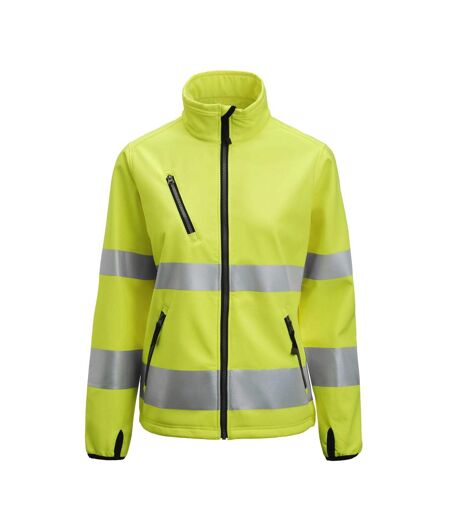 Womens/ladies Hi-vis Soft Shell Jacket Yellow Jobman