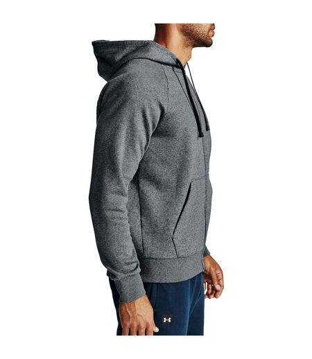 Mens rival fleece full zip hoodie light grey heather/onyx white Under Armour