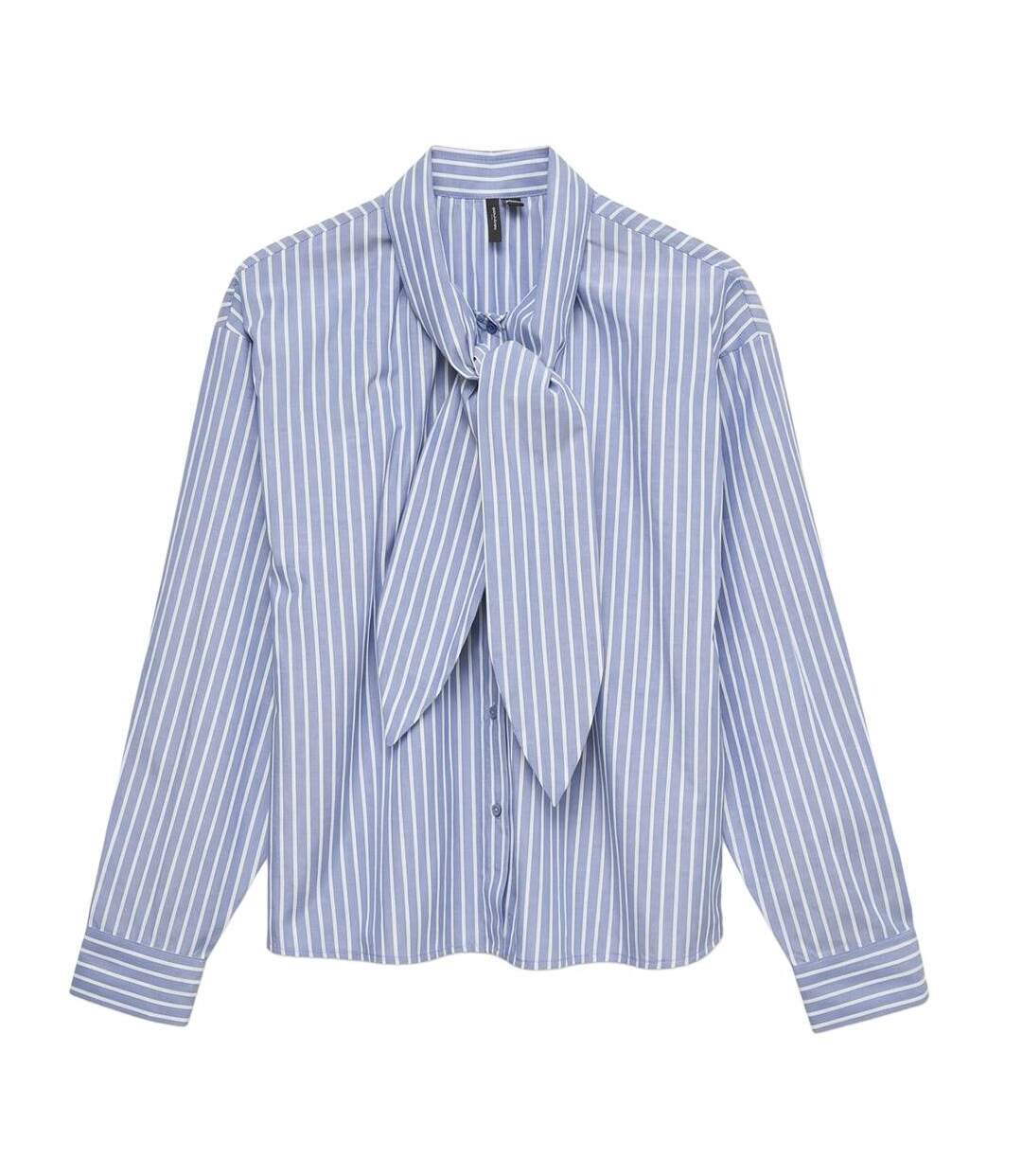 Chemise blanche/bleu femme vero moda milena-1