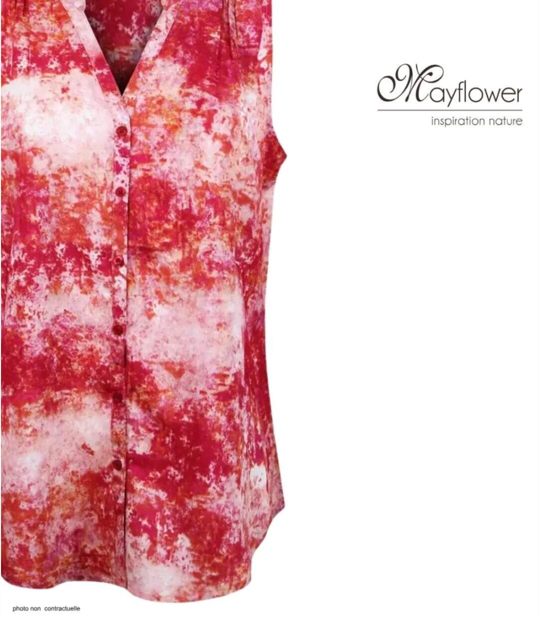 Mayflower CASTILLA1 Chemisier sans manches rose rouge fluide pour un look d'été éclatant-4