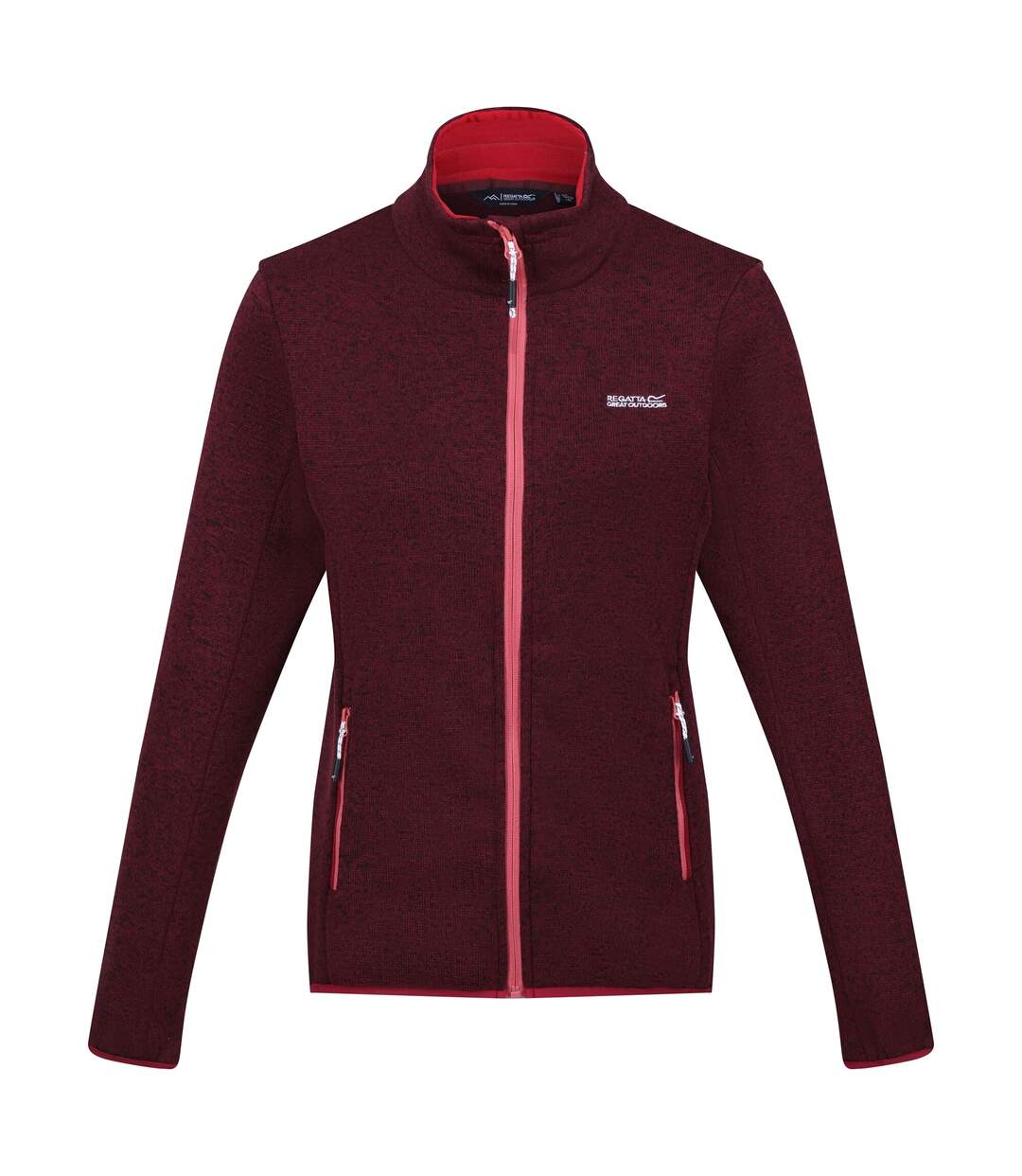 Womens/ladies Newhill Marl Full Zip Fleece Jacket Burgundy Rumba Red Regatta-2