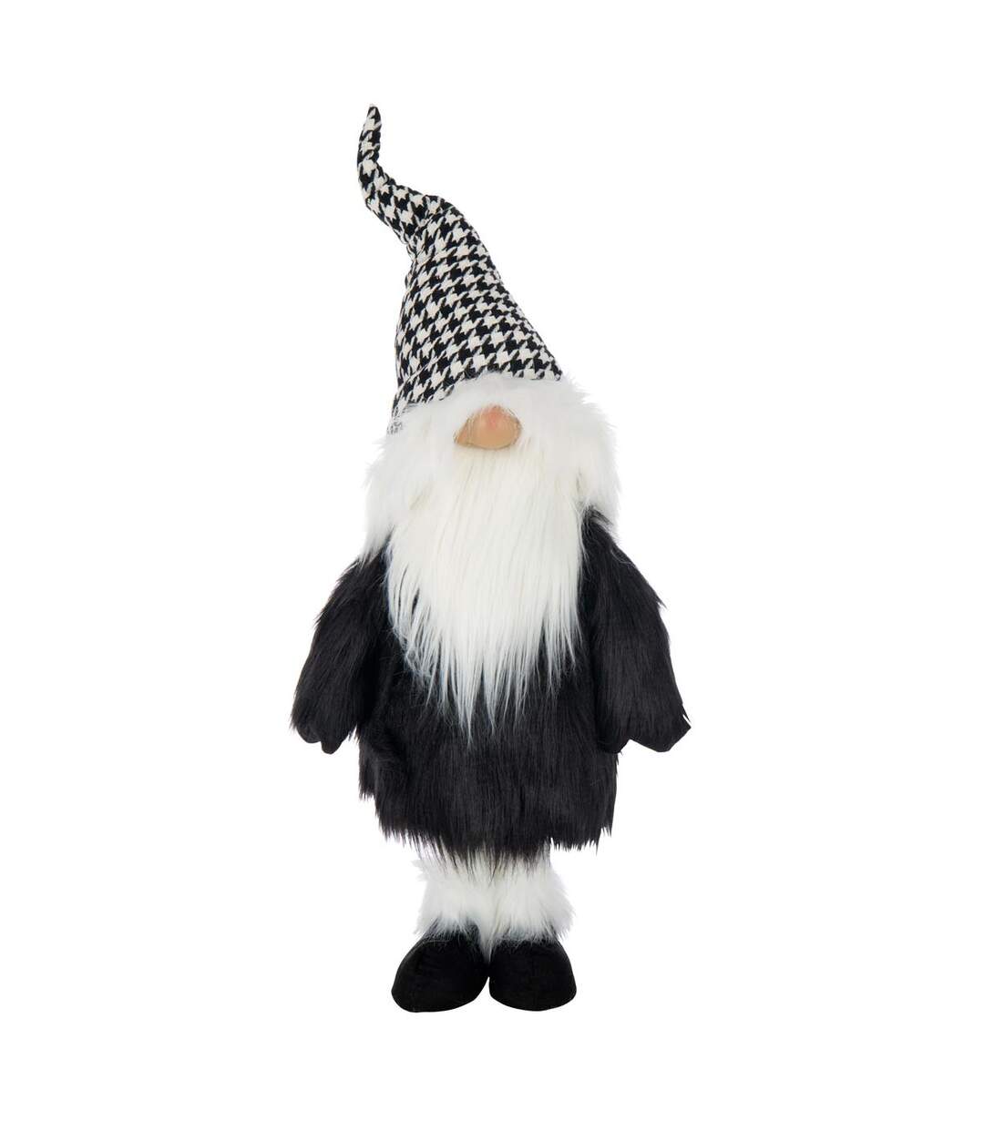 Père-Noël Déco Pied-de-Poule 91cm Noir & Blanc-1