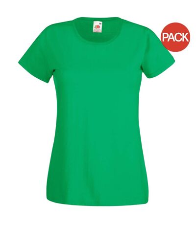 Ladies/womens lady-fit valueweight short sleeve t-shirt pack kelly green Fruit of the Loom