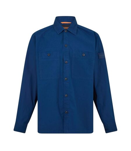 Mens Barrel Collared Long-sleeved Overshirt Blue Boss