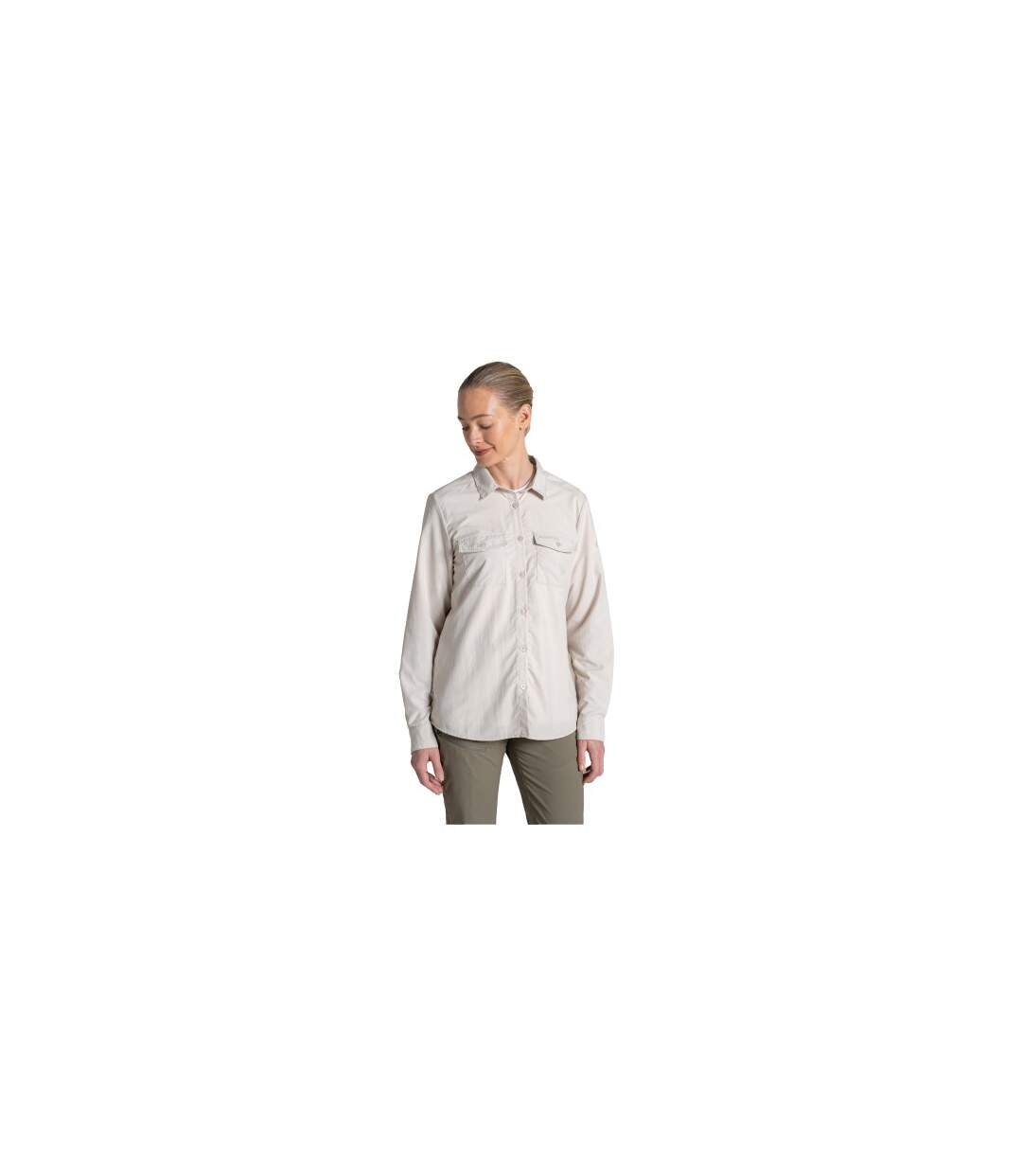 Chemise Unie Manches Longues Loukkos Femme Blanc Cassé Craghoppers-1