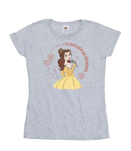 Disney - T-shirt BEAUTY AND THE BEAST I'D RATHER BE READING - Femme (Gris chiné) - UTBI11997