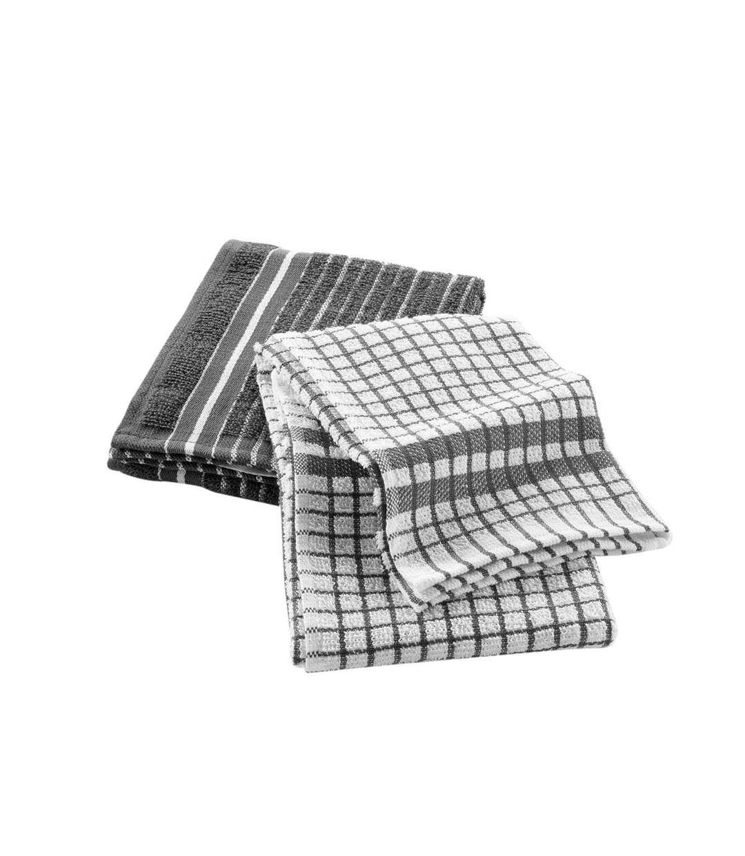 Lot de 2 Torchons Éponge Classico 50x70cm Anthracite-1