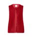 Womens/ladies Collarless Faux Fur Sleeveless Gilet Red Yumi-2