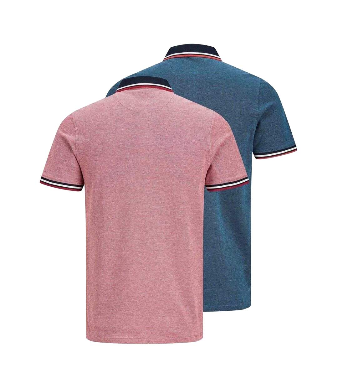 Lot De 2  Polos Paulos Homme Rouge Bleu Denim Jack And Jones-3