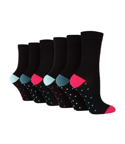 6 Pack Ladies Bamboo Socks: Plain Dress Socks with Unique Foot Patterns