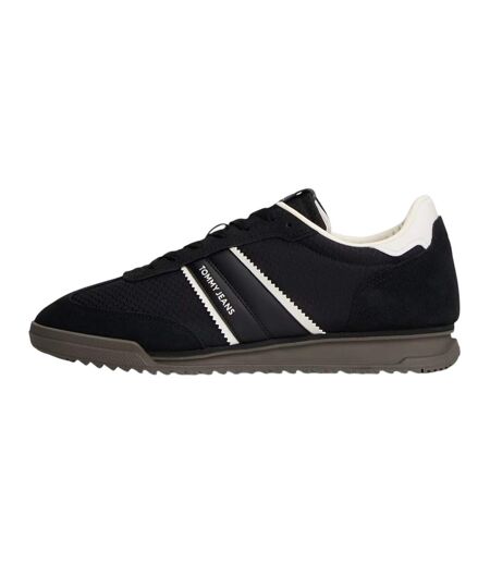 Mens Lace Up Low Cut Running Trainers Black White Tommy Jeans